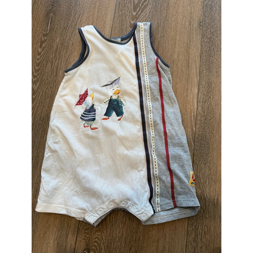 Vintage Catimini romper shorts ducks paper hat Easter 18 mos‎